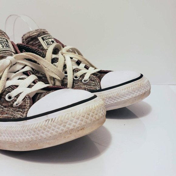 CONVERSE Women's Sneaker 11 Metallic Mixed Burgundy Silver Brownish Gray Black - Picture 6 of 13